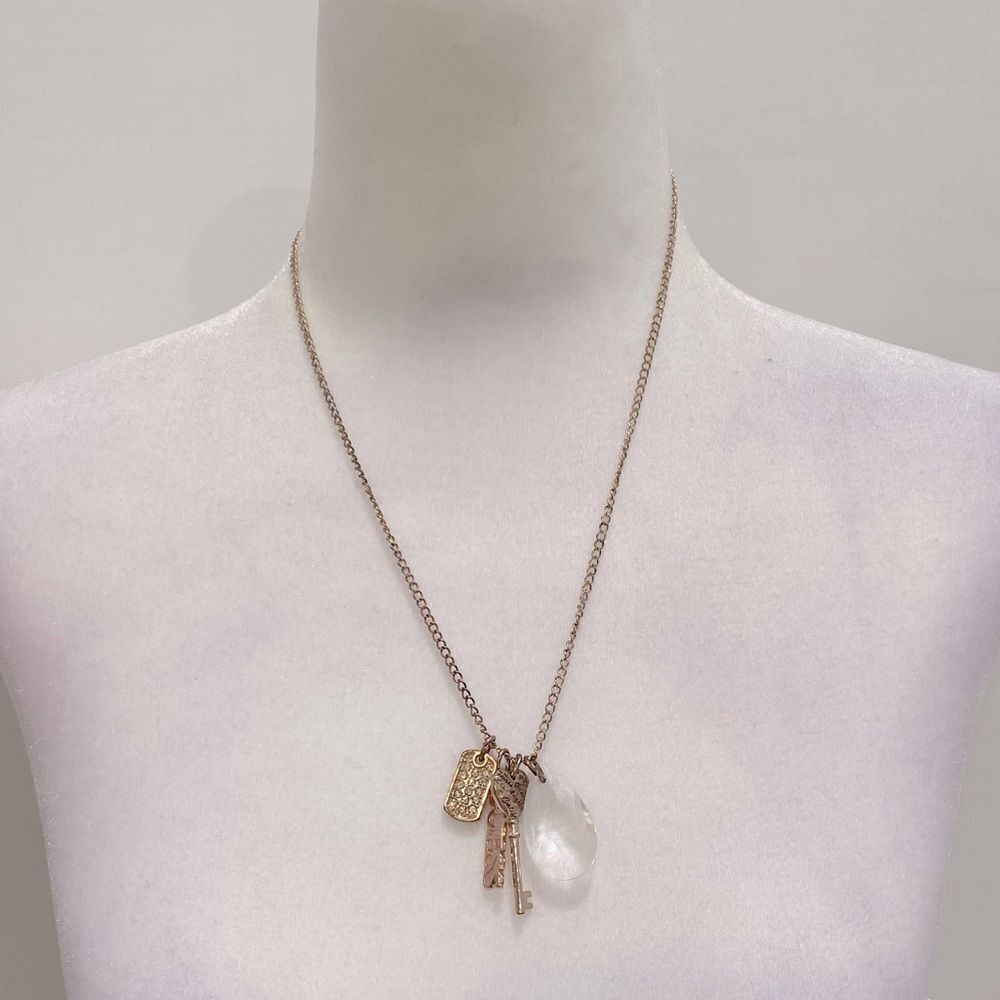 Guess Rose Gold Tone Charm Necklace Adjustable Length